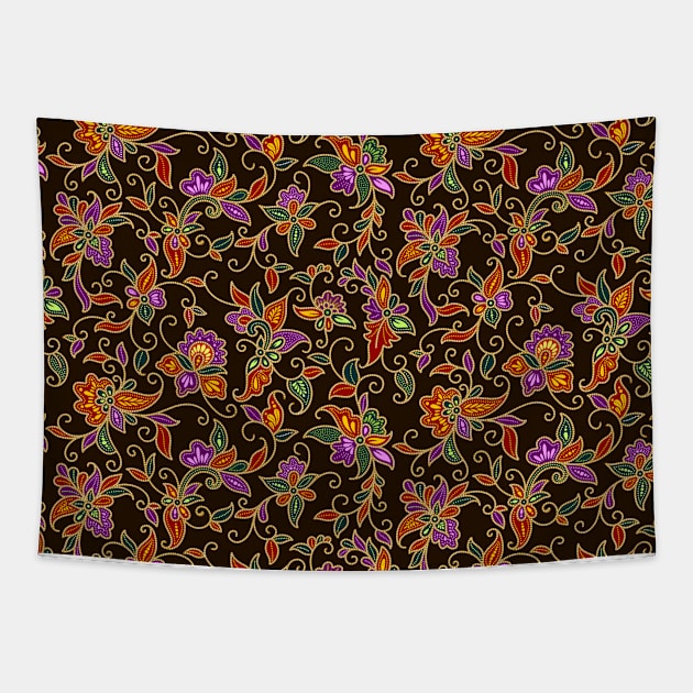 Batik Flower Print Tapestry by machmigo