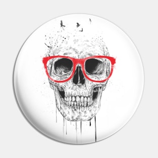 Skull with red glasses Pin