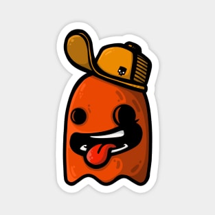 orange ghost with cap Magnet