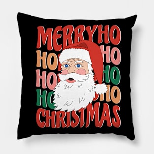 Retro Santa Claus HO HO HO Merry Christmas Pillow