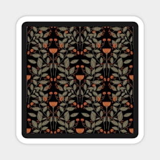 William Morris inspired pattern, floral pattern, autumn flowers Magnet