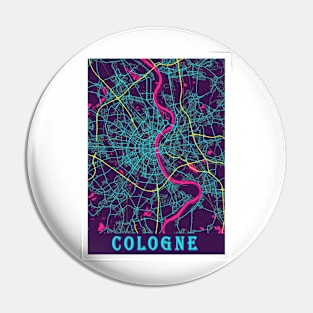 Cologne Neon City Map, Cologne Minimalist City Map Art Print Pin