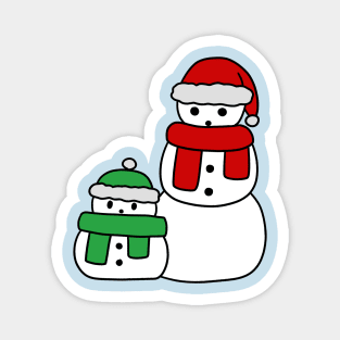 Cute Red and Green Snowmen Magnet