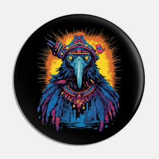 Psychedelic DMT Art Crow Portrait Pin