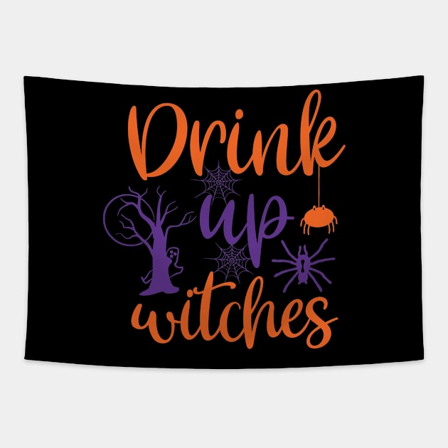 Drink up witches,Halloween Costumes for Women, Funny Halloween Tapestry by CoApparel