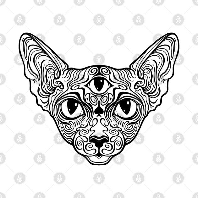 Cat sphinx with the third eye by OccultOmaStore