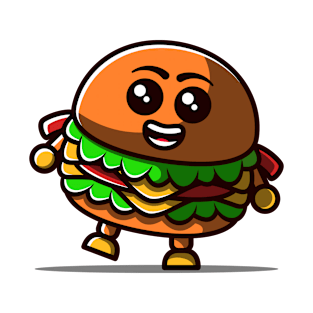 Cute Burger Happy Illustration. T-Shirt