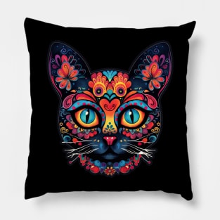 Citrus Zesty Sugar Skull Cat Pillow