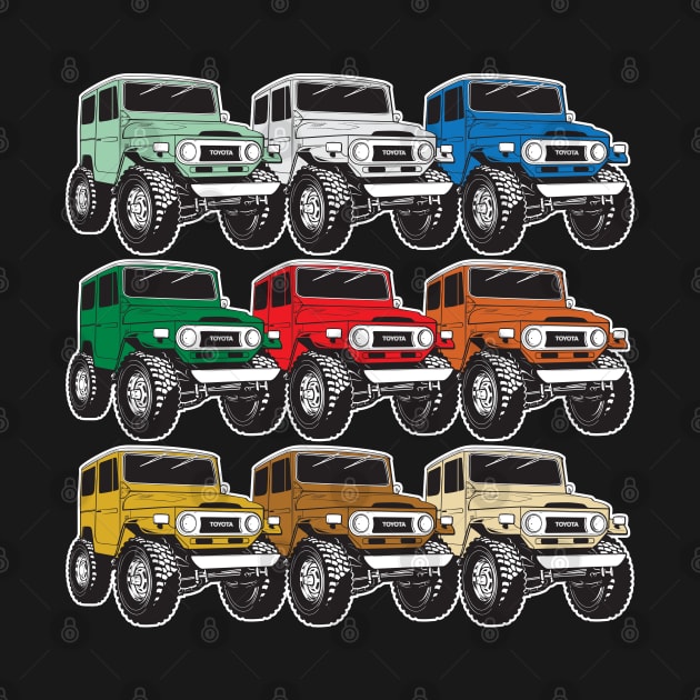 A Rainbow of Awesomeness (Stacked FJ40s) by Bulloch Speed Shop