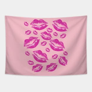 Cover Me In Kisses Playful Pink Lipstick Flirtatious Fun Tapestry