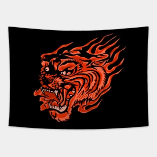 Tribal angry tiger head Tapestry