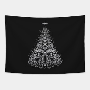 White Filigree Christmas Tree Tapestry