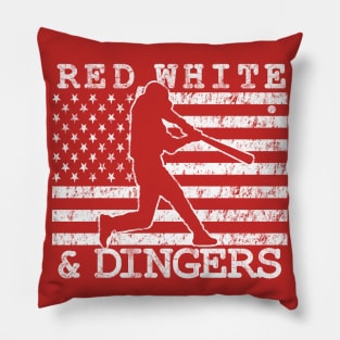Red White and Dingers American Flag USA Baseball Softball Fan Pillow