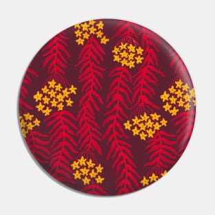 Organic wildflower pattern in dark red and yellow Pin