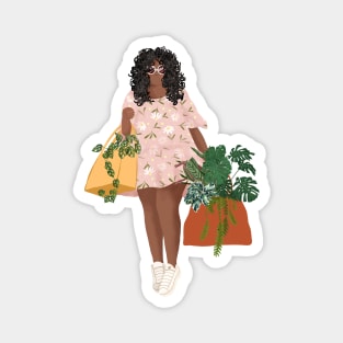 Girl Plant Shopping 4 Magnet