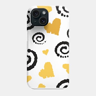 Gold hearts on white background seamless cozy retro pattern Phone Case