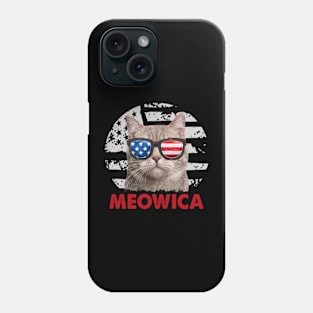 Funny Cat meowica 4th Of July USA American Flag Merica Phone Case