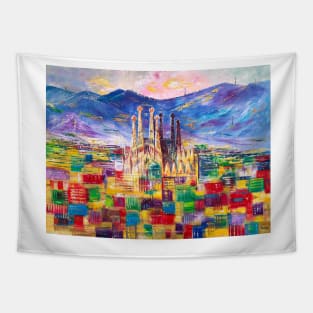 Colorful Barcelona. La Sagrada Familia Tapestry