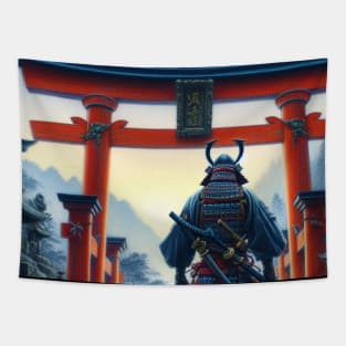 Samurai entering through Torii Gate Tapestry