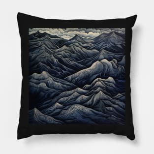 Mountains Painting dark Pillow