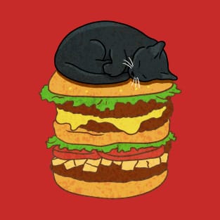 Burger Cat - black T-Shirt