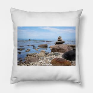 Rock Cairn, Lake Huron, Presque Isle, Michigan Pillow