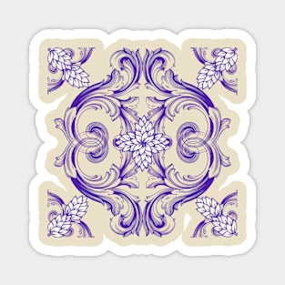 PURPLE ORNAMENTAL DAMASK VINTAGE PATTERN COMFORTER PHONE CASES STICKERS AND MORE | DECOR IDEAS Magnet
