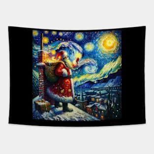 Stellar Santa - Starry Night Sky Holiday Art Prints Tapestry