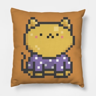 Pixel Quiet Gold Cat 82 Pillow