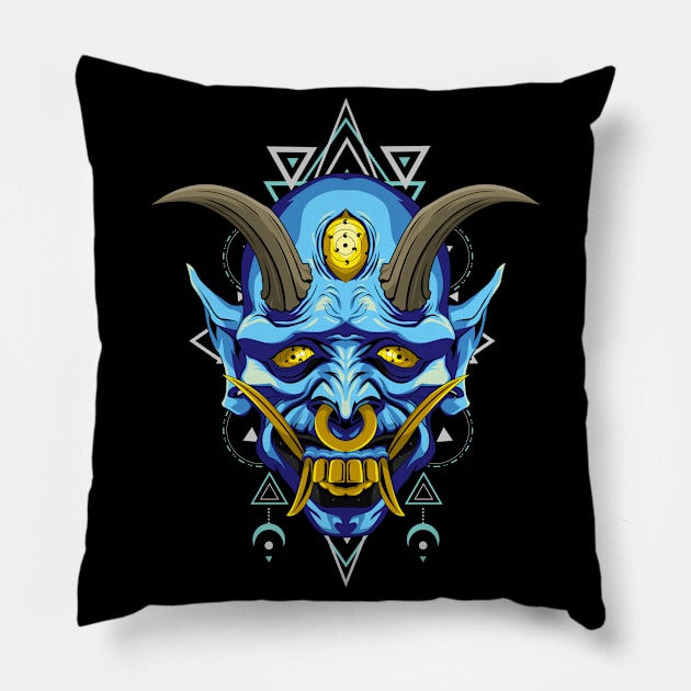 oni mask Pillow by SHINIGAMII