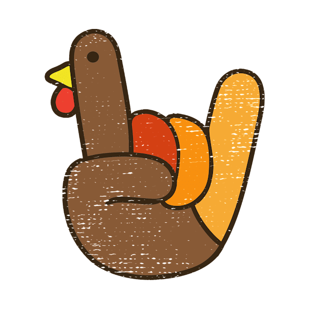 Rock Sign Turkey Hand Thanksgiving Fall Autumn Men Women by DanielHeresmo