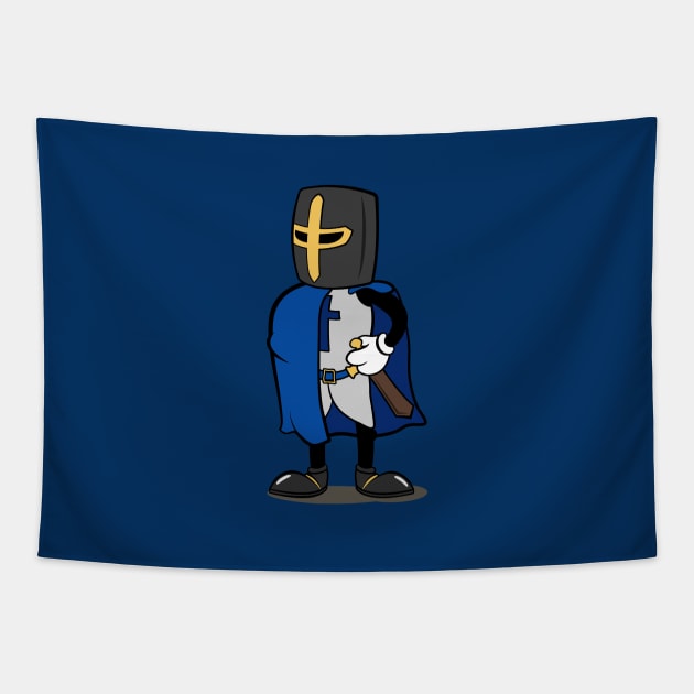 Teutonic Knight Cartoon (Player 1 colors, blue) Tapestry by Koyaanisqatsian