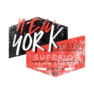 New York retro denim brand Typography T-Shirt