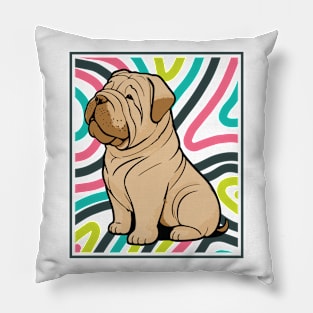 Colorful and Cute Shar Pei Puppy Pillow