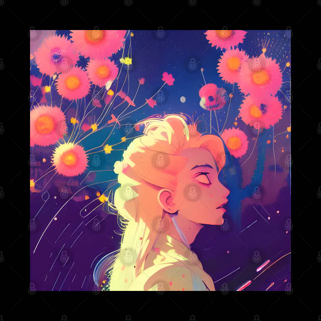 Blonde with flowers by Mew-Beans