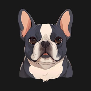 Portrait Blue White French Bulldog T-Shirt