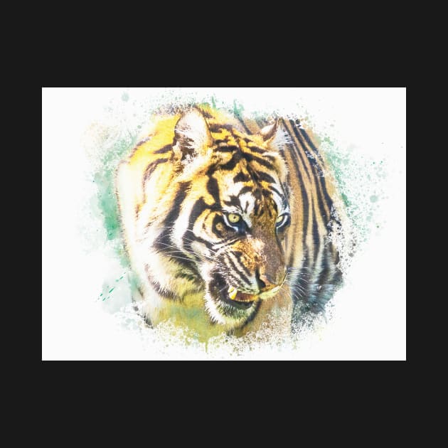Tiger Animal Feline Wild Life Jungle Nature Freedom Travel Africa Digital Painting by Cubebox