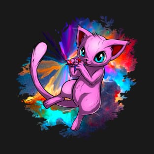 Pink cat Drinking the milky way T-Shirt