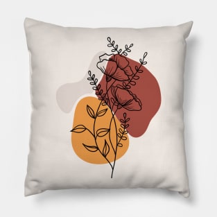 Boho minimal abstract line draw wild flowers Pillow