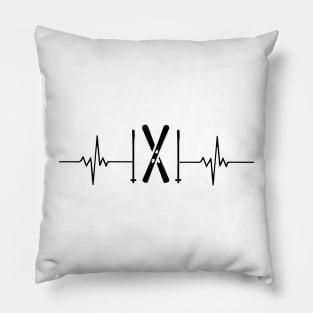 Skiing Heartbeat, Group Vacation, Fathers Day Gift Pillow