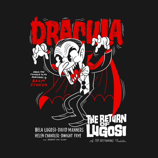 Bram Stoker Dracula Return Lugosi old Cartoon Poster by Juandamurai