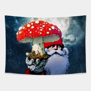 Amanita Muscaria the Red Mushroom with White Spots is Santa Claus's High Flying Reindeer Tapestry