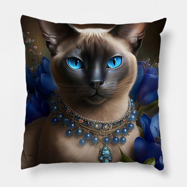 Tonkinese Cat Beautiful Portrait Pillow by Enchanted Reverie