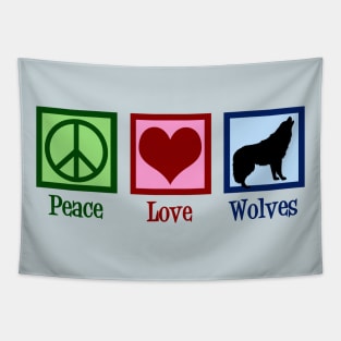 Peace Love Wolves Tapestry