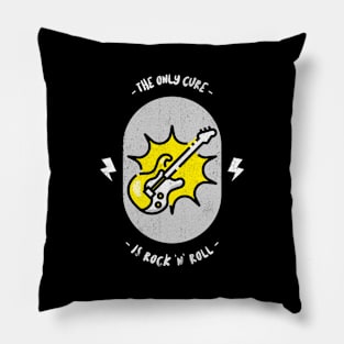 The Only Cure Is Rock 'n' Roll - White Letters Pillow