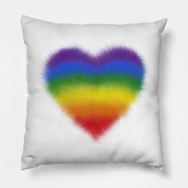 Pride furry heart Pillow by PocketRoom