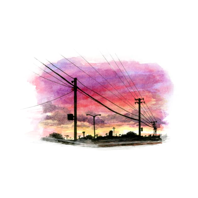 Power Line Sunset by Warbler Creative