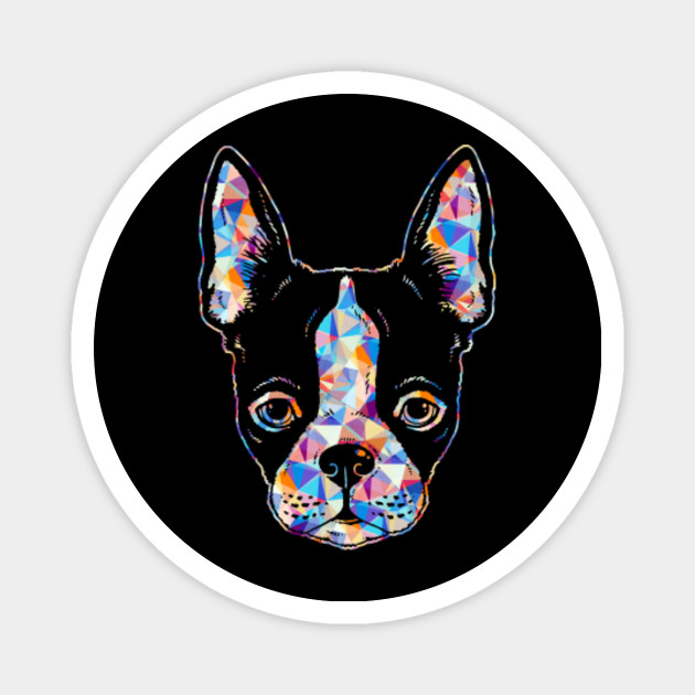 Diamond Painting Rainbow Colored Boston Terrier Face Boston