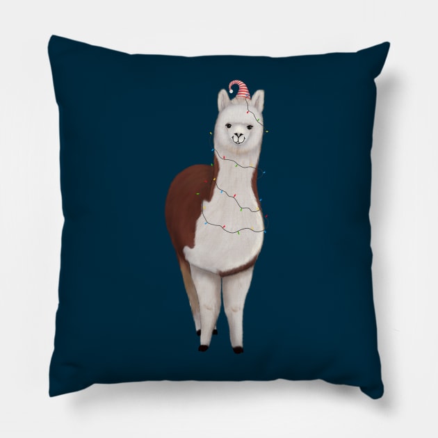 Alpaca ready for Christmas Pillow by illograph