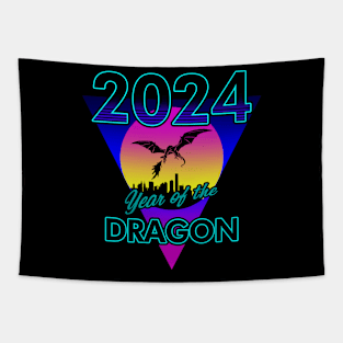 2024 New Year Of The Dragon 80's Inspired New Year Meme Tapestry